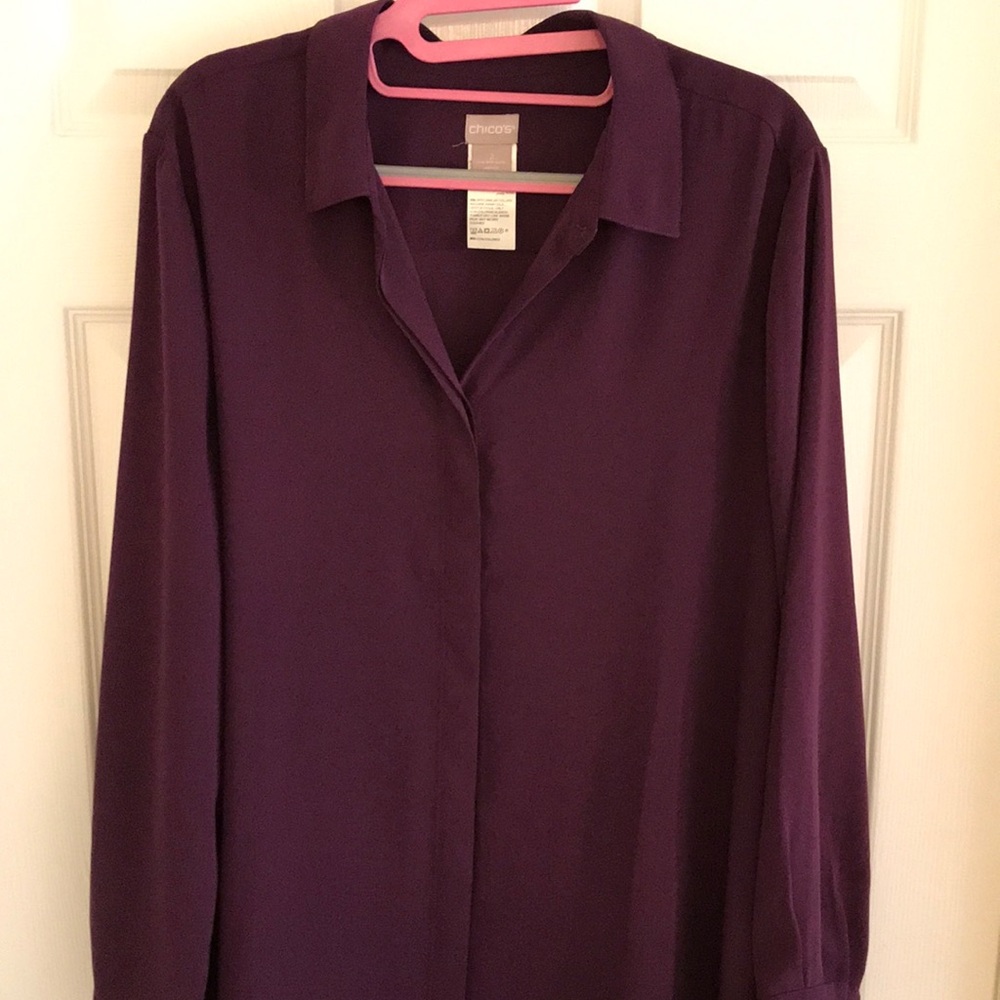 Chicos size 2 Purple Long Sleeve Button Down Shirt